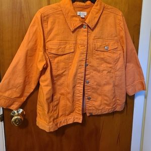 Denim & Company Orange Denim Jacket 3/4 Sleeve